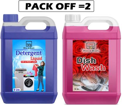 BLISS & BLUSH 5 Top/Fant Load Washing Machine Laundary Liquid Detergent 5 l Pink dish wash Multi-Fragrance Liquid Detergent