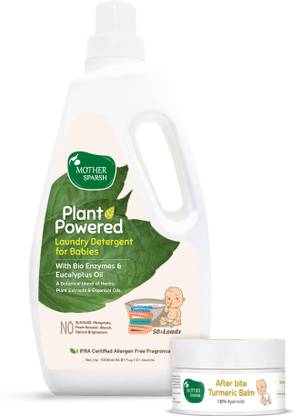 Mother Sparsh Baby Laundry Liquid Detergent (1Ltr) + After Bite Mosquito Turmeric Balm (25gm) Liquid Detergent