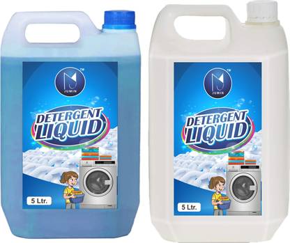 Jumin 5L White+5L Blue Combo Washing machine liquid detergent 10L Multi-Fragrance Liquid Detergent