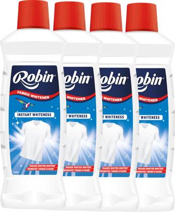 Robin Fabric Whitener Bleach,Makes Whites Whiter,Removes Tough Stains Pack of 4 Liquid Detergent