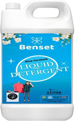 BENSET Laundry Liquid | 5 Litre | Low Foam Formula | Advanced Stain Removal Jasmine Liquid Detergent