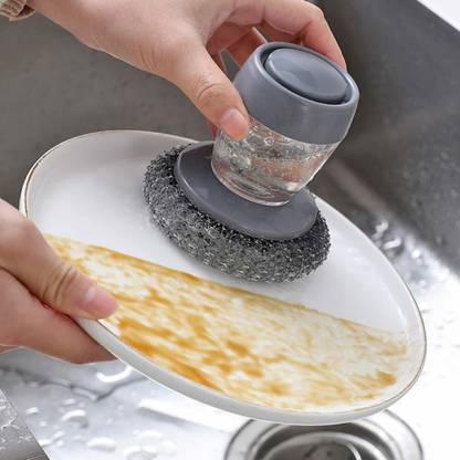 PS smart shopping Dish Scrubber, Soap Dispensing Palm Brush, Non-Scratch PET Brush Pack off 2 150 ml Liquid Dispenser