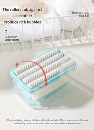 Nirixa Store 2-In-1 Portable Laundry Rolling Soap Box Soap Bar Dispenser With Rubber Roller 500 ml Soap Dispenser