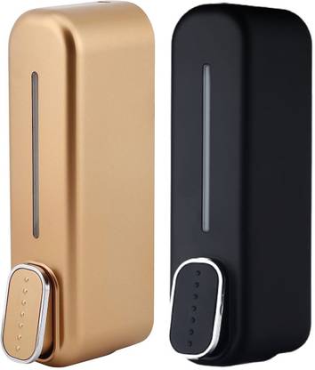 fastgear Cubical Soap Dispenser Black & Golden Combo 380 ml Conditioner, Foam, Gel, Liquid, Lotion, Sanitizer Stand, Shampoo, Soap Dispenser