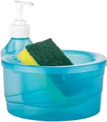 Shopeleven Dispenser Liquid Dispenser Pump with Sponge Holder Kitchen Sink Accessories 1 L Liquid Dispenser