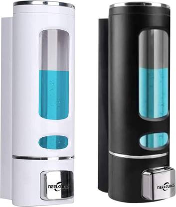 NEELKUND Black And White Soap Dispenser For Bathroom And Kitchen 400ml Pack Of 2 400 ml Conditioner, Foam, Gel, Liquid, Lotion, Sanitizer Stand, Shampoo, Soap Dispenser