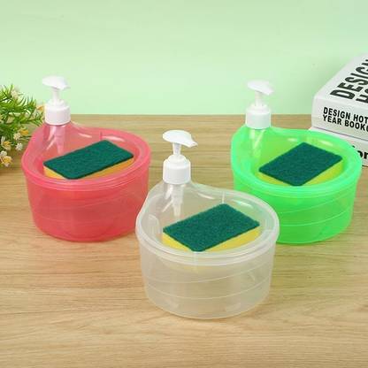 SANCORP Double Layer 2 in 1 Liquid soap Dispenser with Pump and Sponge 1 L Liquid Dispenser