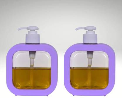 Aimko Wall-Mounted Manual Push-Button Liquid Soap Dispenser | Ideal for Shower (2 Pcs) 300 ml Liquid, Shampoo, Soap Dispenser