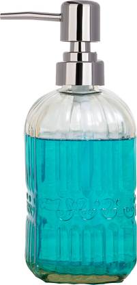 Sand Dune Set of 1, 400 ml Each Clear Glass Silver Press Pump Soap Dispenser 400 ml Liquid Dispenser