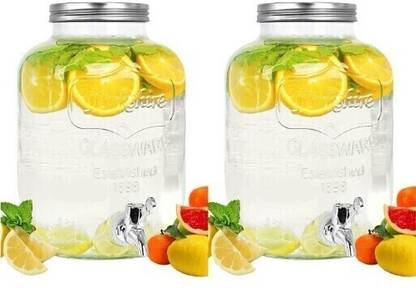PKMSHO (pack of 2) juice container Mason Jar Water Pitcher & Beer jar 5 L Liquid Dispenser