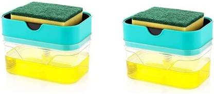 RG GROUP Liquid Holder Dishwashing Liquid soap Pump Dispenser with Sponge Holder 400 ml Liquid Dispenser