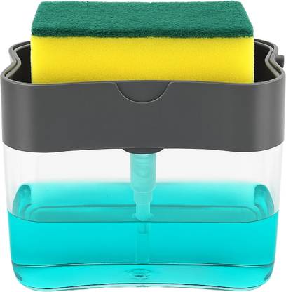 HOMYFY Homyfy Kitchen Sink Dispenser with Built-in Sponge Tray Easy One-Press Operation 400 ml Liquid, Gel, Soap Dispenser