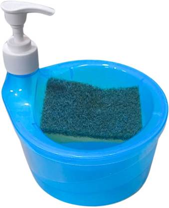 Shopeleven Double Layer 2-in-1 Liquid Soap Dispenser with Sponge for Kitchen Dishwashing 1 L Liquid Dispenser