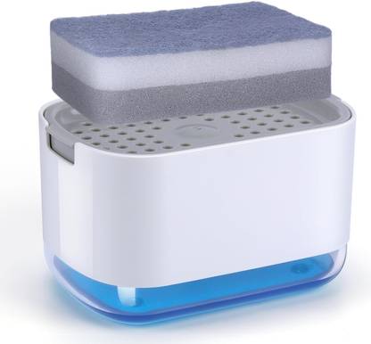 DEW MAT Liquid Soap Press-Type Pump Dispenser with Sponge Holder for Kitchen Sink 400 ml Liquid, Soap Dispenser