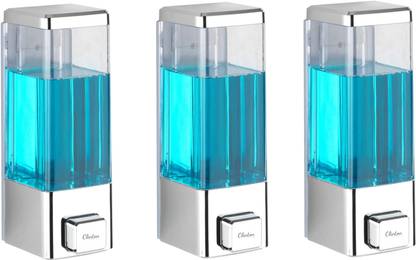 shenron (350 ml) ABS Plastic (Set of 3) Liquid Bathroom Soap Dispenser Transparent 350 ml Conditioner, Gel, Foam, Liquid, Lotion, Shampoo, Soap Dispenser