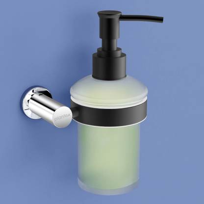 Plantex Soap Dispenser for Bathroom/Pure Brass Handwash Dispenser (EV-10,Chrome & Black) 200 ml Shampoo, Conditioner, Lotion Dispenser