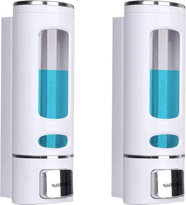 Ramya White Soap Dispenser For Bathroom And Kitchen 400ml Pack Of 2 350 ml Conditioner, Foam, Gel, Lotion, Sanitizer Stand, Shampoo, Soap Dispenser