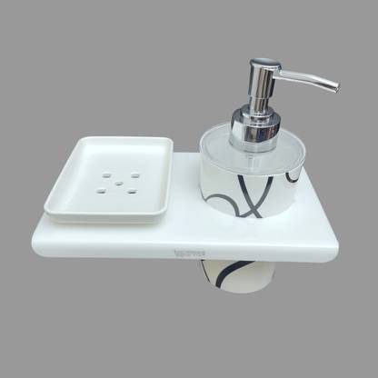 Sarvatr Liquid Hand wash Dispenser Bottle with SOAP DISH WALL MOUNT 250 ml Liquid, Soap, Shampoo, Sanitizer Stand, Lotion, Conditioner Dispenser