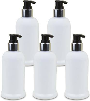 IBORA Transparent Cosmetic Plastic Fliptop Bottle,Containers Jar_Pack Of_5 250 ml Conditioner, Foam, Gel, Liquid, Lotion, Sanitizer Stand, Shampoo Dispenser