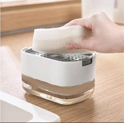 iSTAR Dish Soap Dispenser with Sponge Holder for Kitchen Dish wash Soap Pump Dispenser 400 ml Liquid, Soap, Foam, Gel Dispenser