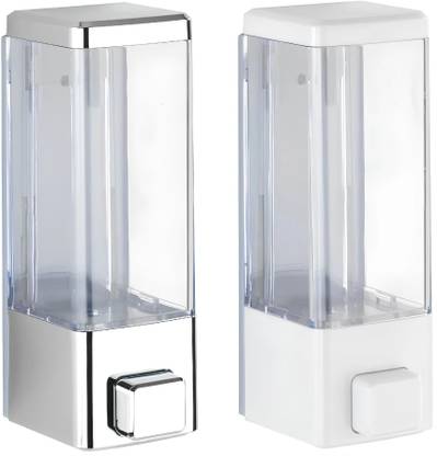 KURIC Wall Mount Soap Shampoo Dispenser for Bathroom Basin & Kitchen Sinks, 350ml x 2- 700 ml Liquid, Conditioner, Gel, Sanitizer Stand, Shampoo, Lotion, Soap Dispenser