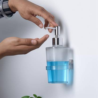 Lipka Square Liquid Soap Dispenser (Wall Mounted) 350 ml Soap, Sanitizer Stand, Lotion, Conditioner, Shampoo, Gel Dispenser