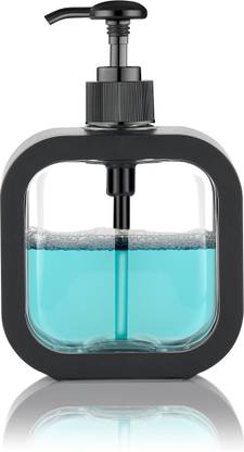 KITNET Square Transparent liquid soap dispenser BLACK 300 ml Liquid, Shampoo, Soap Dispenser