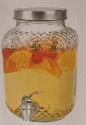 MDNSHO 4 Litre Glass Juice Dispenser - Water Pitcher for Detox Water - Mason Jar 4000 ml Liquid Dispenser