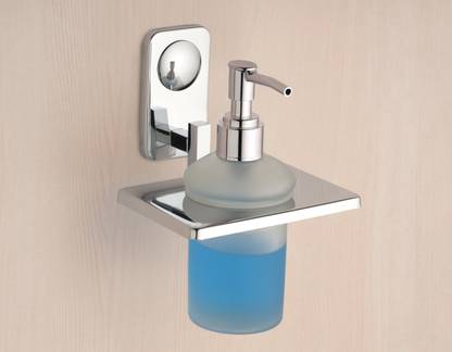 SKYHEART 304 grade steel stand with frosted glass soap dispenser stand/Handwash bottle 500 ml Liquid, Shampoo, Conditioner, Gel, Lotion, Sanitizer Stand, Foam Dispenser