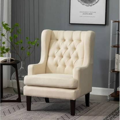 LKBS ART Living Room Chair (Cream Velvet) Foam Living Room Chair
