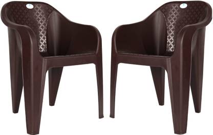 HOMIBOSS Strong & sturdy chairs set of 2 Pieces Plastic Outdoor Chair