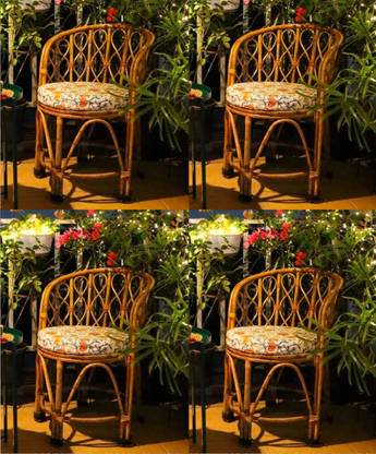 RAINBOW Cane Chair for Indoor,Outdoor Sitting with Cushion|Home,Cafe & Office (Set of 4) Cane Living Room Chair