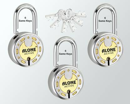 alone Round 65mm 6 Same Keys 3 Padlocks for home door gate shutter Brass Combination Padlock