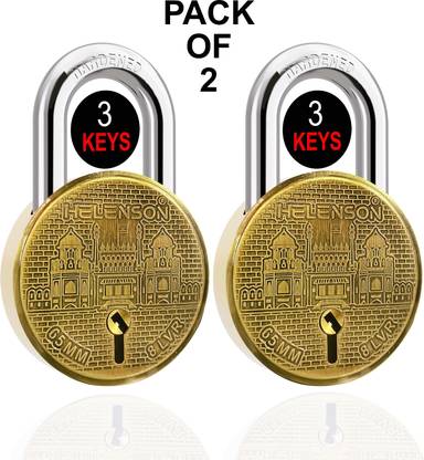 HELENSON Round 65mm Lock | Dual Locking | 8 Levers | 3 Crore Combinations (Pack of 2) Padlock