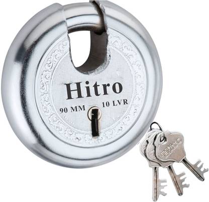 alone Iron Steel Disc Padlock 90mm 4 Keys Round Iron-Steel, 9 Levers Lock