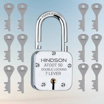 HINDSON Small lock and keys door lock for home,7 lever gate Atoot 50mm 12 key door Padlock