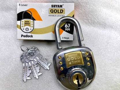 SHYAM Gold 8-Lever| 67mm| Double Locking Mechanism| With 3Keys Padlock
