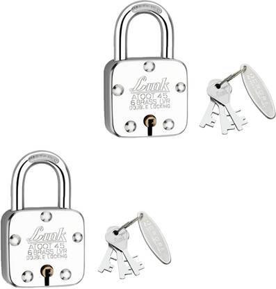Link Atoot 45mm Lock|Double Locking| Hardened Shackle|Brass Levers (Pack 2) Padlock