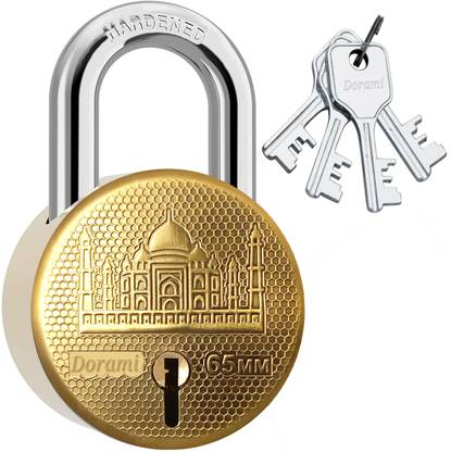 Dorami Taj Round 65mm Lock | Hardened | Dual Locking | 8 Levers (Pack of 1) Padlock  (Gold)