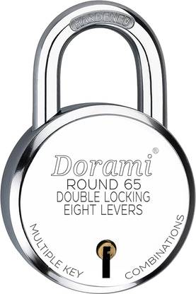 इंदोरा Round 65mm Locks Steel Shackle 7 Steel Lever With 3 Keys For Home, Door, Gate पैडलॉक