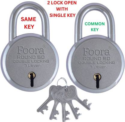Foora Same Key Lock and key Round 50mm small steel padlock for home door. gate Padlock
