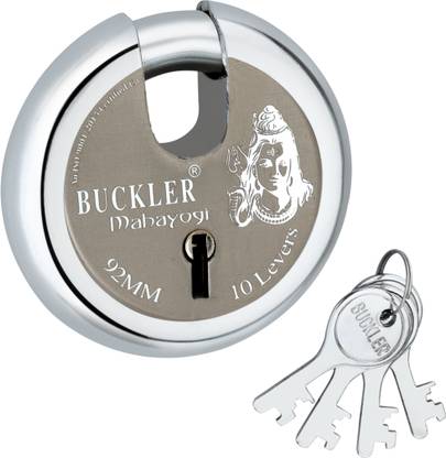 BUCKLER Iron-Steel 92MM,10 Lever-4 Keys Shutter lock for Shop,Godown,Main Gate,Main Door Lock