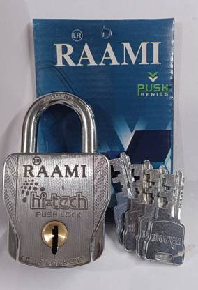 alone Raami Hi Tech 70MM Push Lock for Home & Shop with 4 keys & 4 Locking Feature Padlock