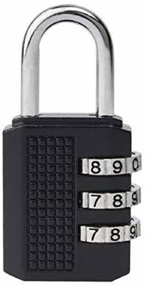 Volo Painted Metal Luggage 3 Digit Pad Lock ( Black)_EASY Combination Lock