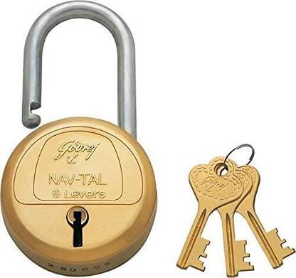 Godrej Locks Navtal Lock 6 Levers Brass (3 KEYS) Padlock
