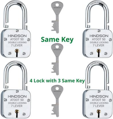HINDSON 4 Same key lock 4 lock with common key Atoot 50mm multiple lock with single key Padlock