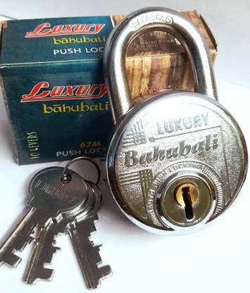 alone Bahubali Push Lock 67 MM, Big Tumbler Steel Padlock 4 Keys, D/L Technology Padlock