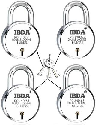 IBDA 4 locks with same key | Double Locking | 8 Levers' Technology | Rivetless Steel Padlock