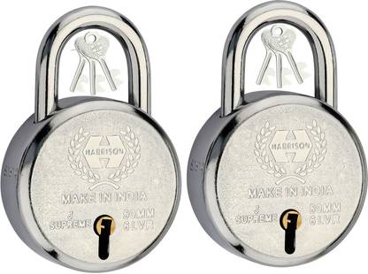 HARRISON 0656 J Supreme Round 50mm BCP Padlock with 7 Lever (Pack of 2) Padlock