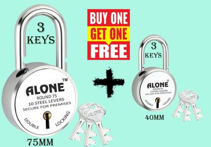 alone Special 75mm Lock | Hardened | Dual Locking |3 Keys. + Special 40mm Lock Free Padlock